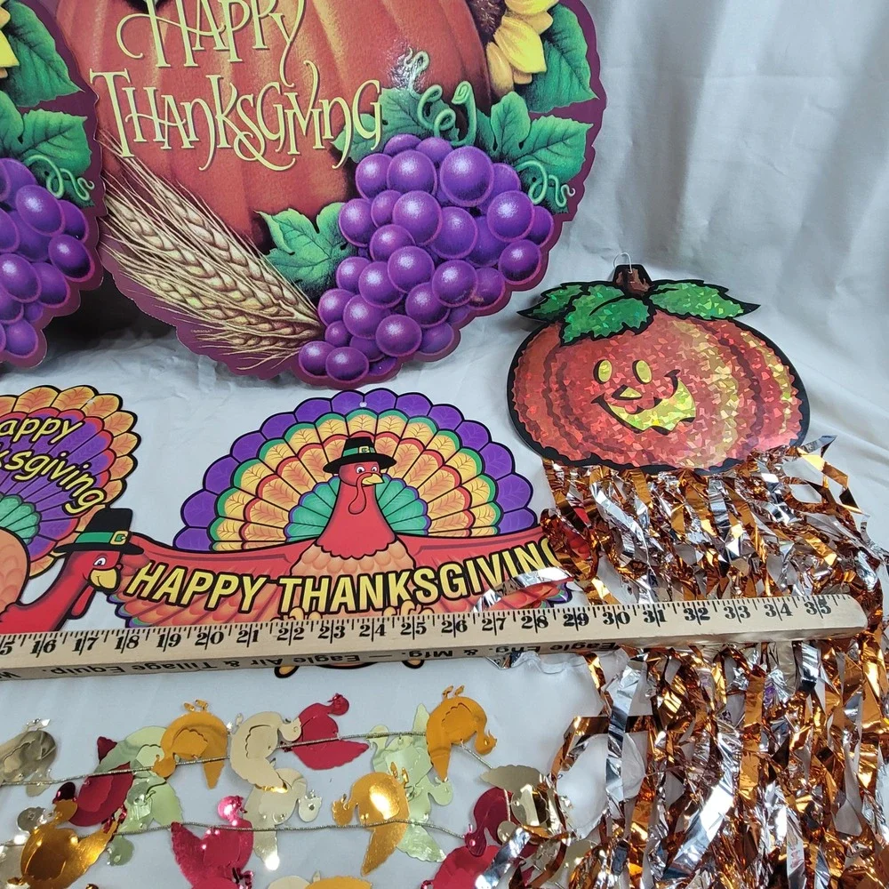 7 Amscan Thanksgiving Cutouts Party Decorations Turkey Pumpkin Garland